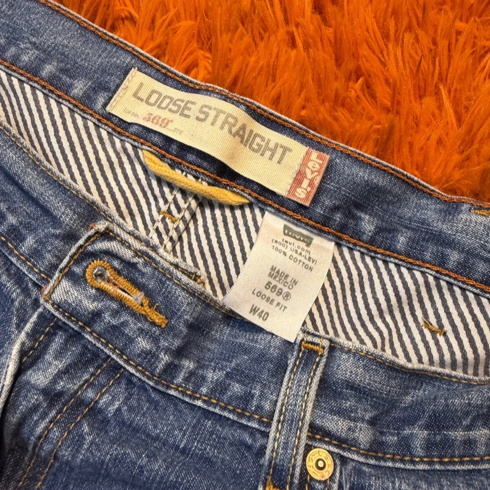 Levis 569 Loose Straight Denim Shorts Mens W40 Blue Medium Wash Baggy Cotton